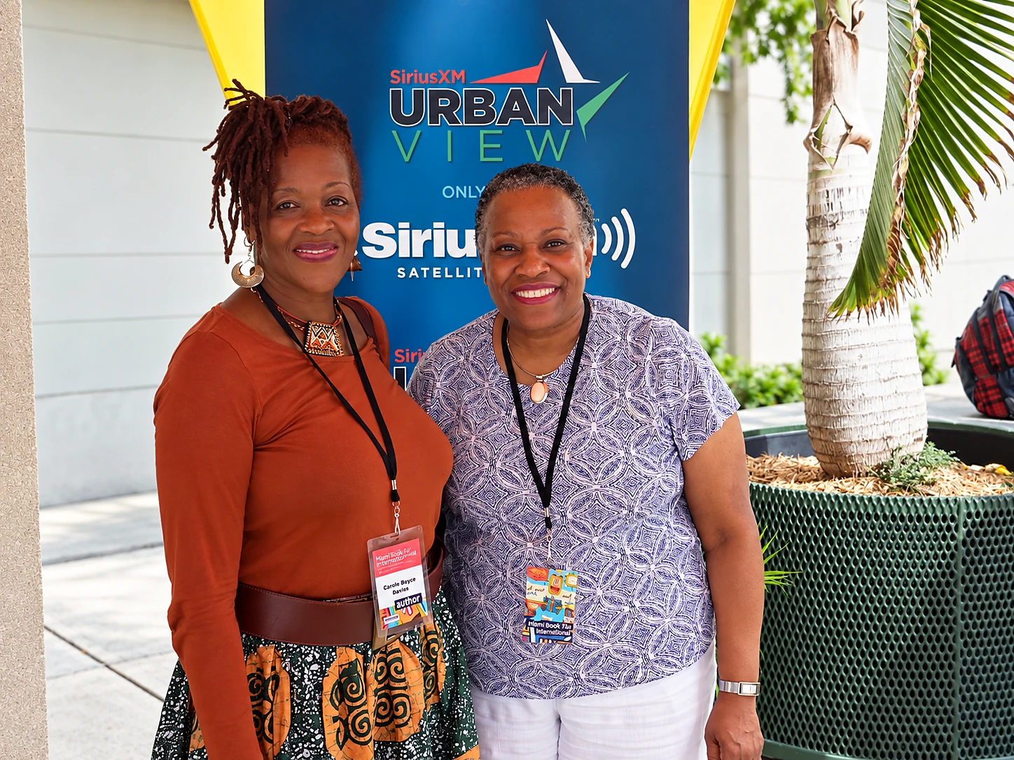 Maggie Linton with a colleague at a SiriusXM Urban View event